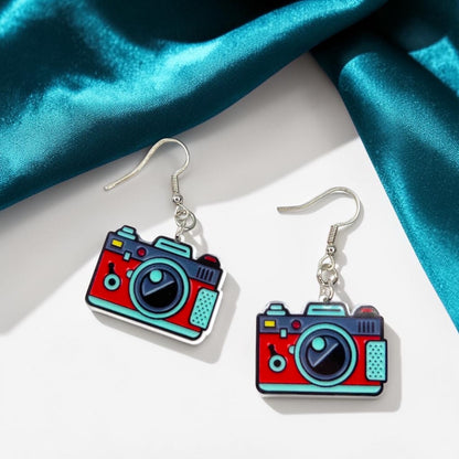 Say Cheese in Style – Cartoon Camera Dangle Earrings! 📸