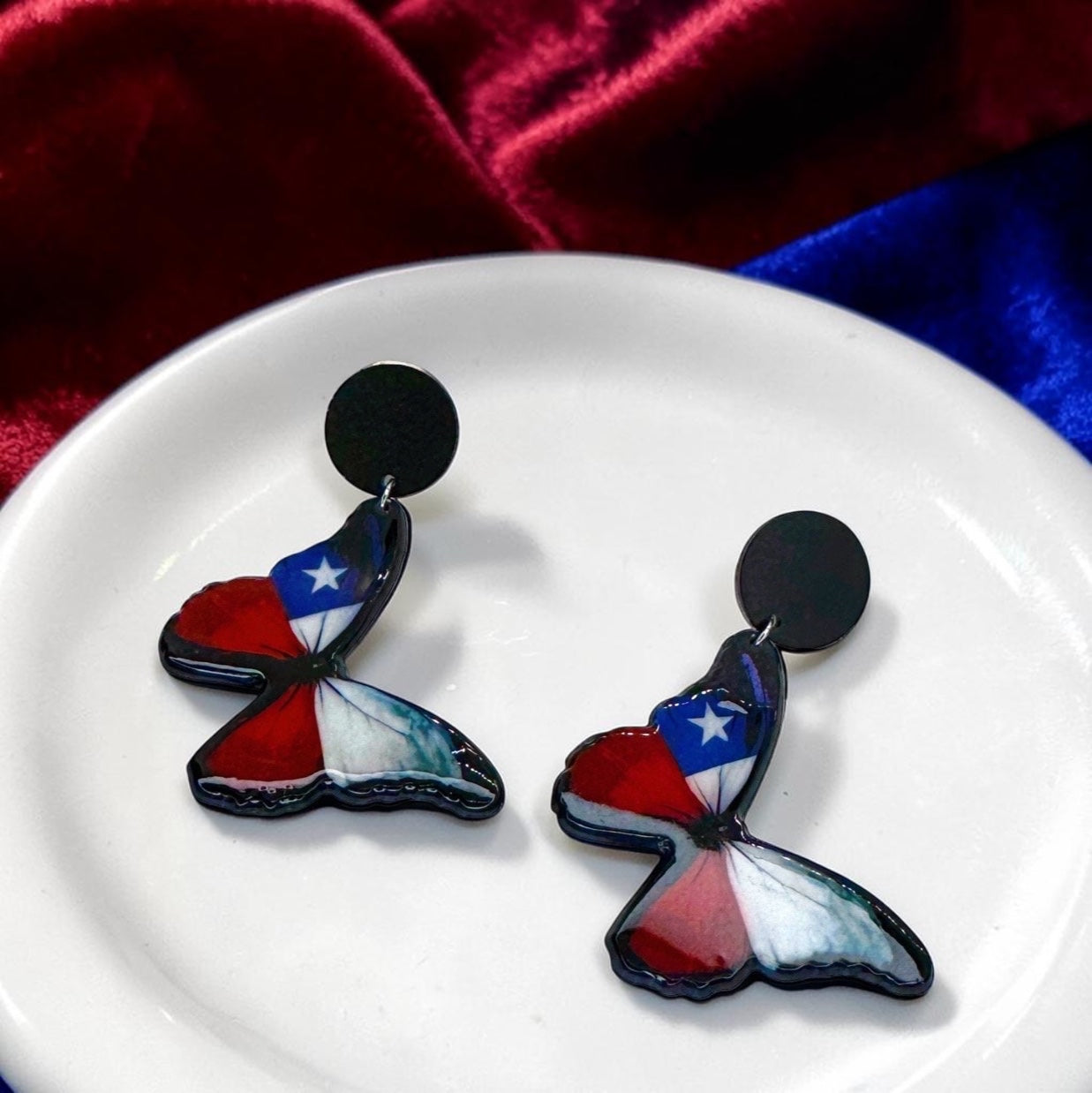 Fluttering Elegance: Handmade Butterfly Earrings with Texas Spirit!
