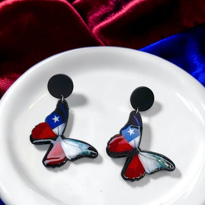 Fluttering Elegance: Handmade Butterfly Earrings with Texas Spirit!