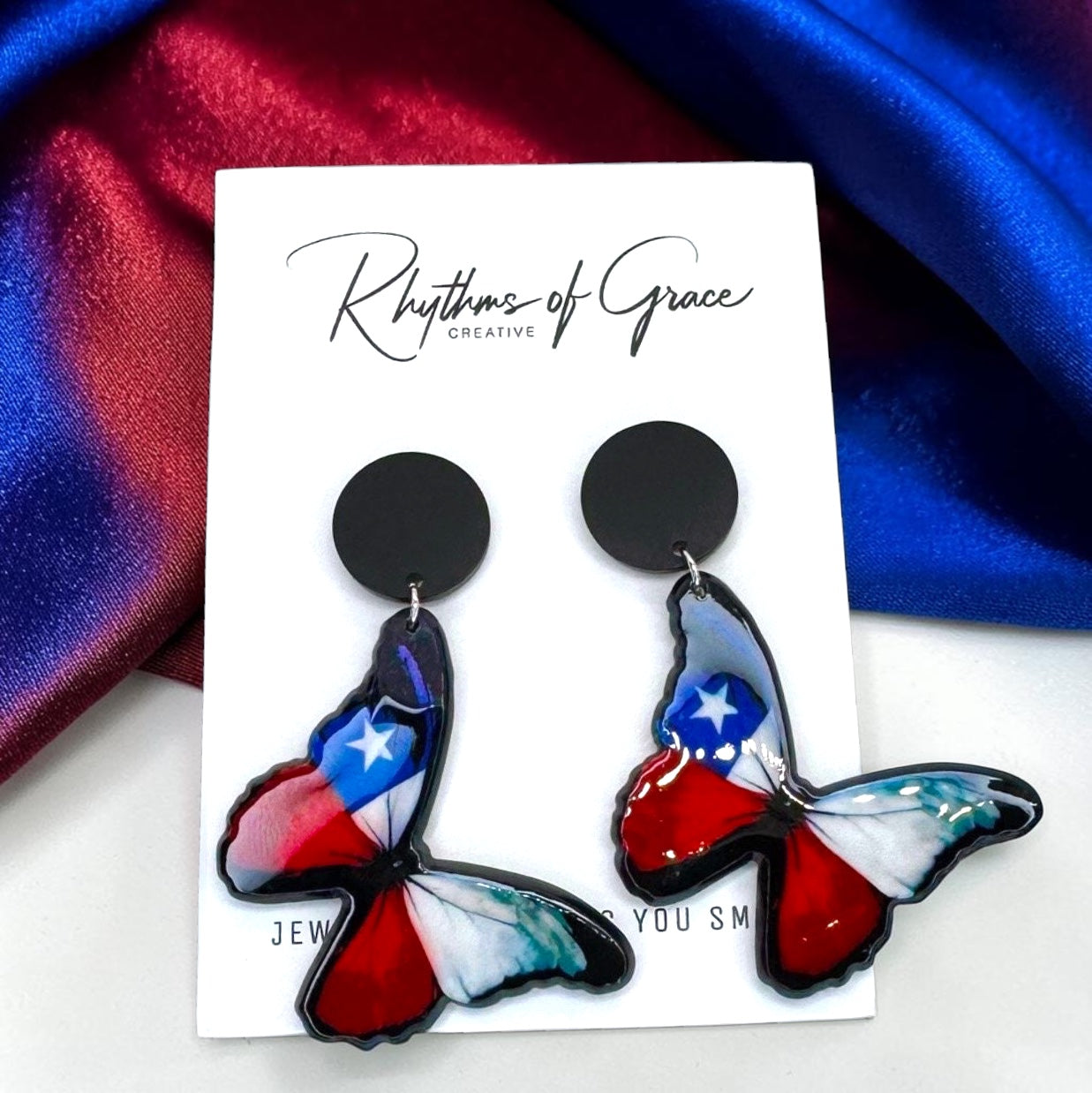 Fluttering Elegance: Handmade Butterfly Earrings with Texas Spirit!