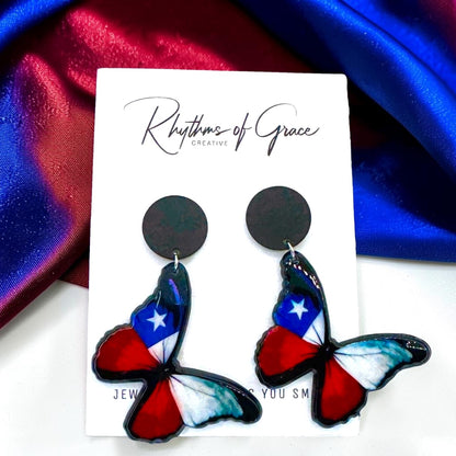 Fluttering Elegance: Handmade Butterfly Earrings with Texas Spirit!