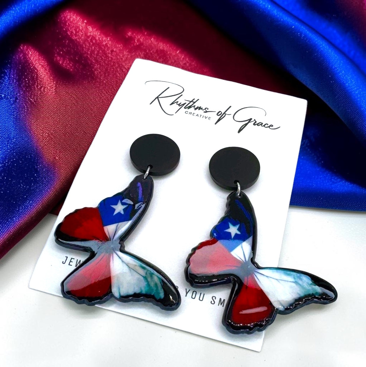 Fluttering Elegance: Handmade Butterfly Earrings with Texas Spirit!