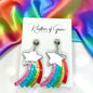 Rainbow Shooting Star Glitter Acrylic Statement Earrings