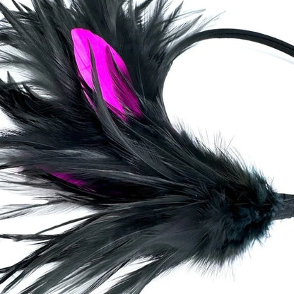 Stunning Pink & Black Feathered Headband