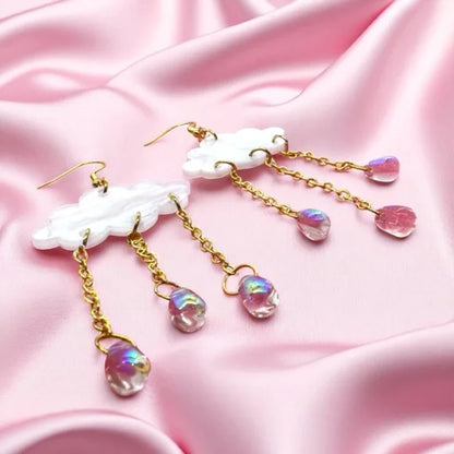 Rainy Day Magic ☁️ Crystal Rain Cloud Earrings – Whimsical Weather Dangle Earrings