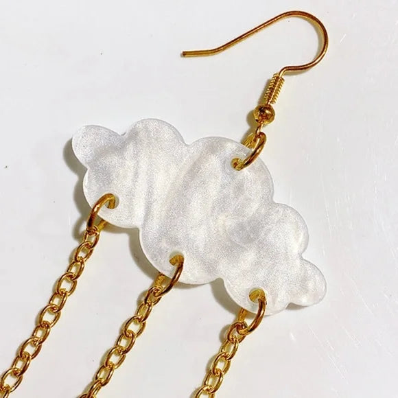 Rainy Day Magic ☁️ Crystal Rain Cloud Earrings – Whimsical Weather Dangle Earrings