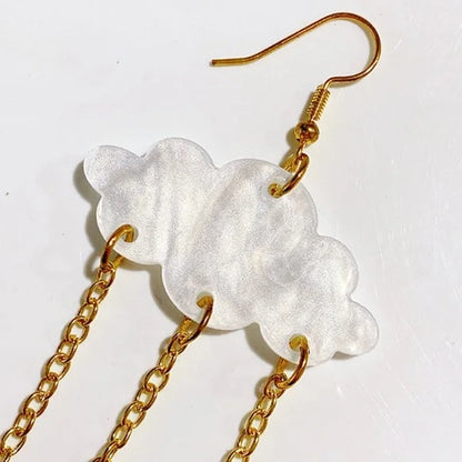 Rainy Day Magic ☁️ Crystal Rain Cloud Earrings – Whimsical Weather Dangle Earrings