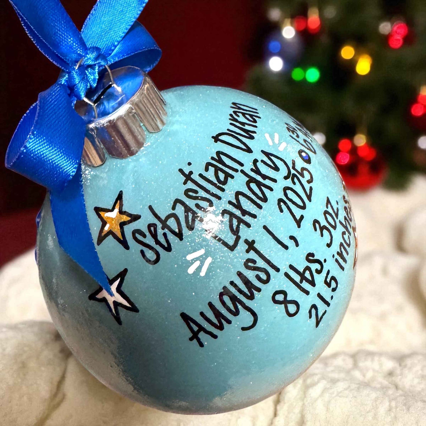 Baby’s First Christmas Ornament | Personalized Keepsake Bauble 2025 | Hand-Painted Sparkly Holiday Decoration