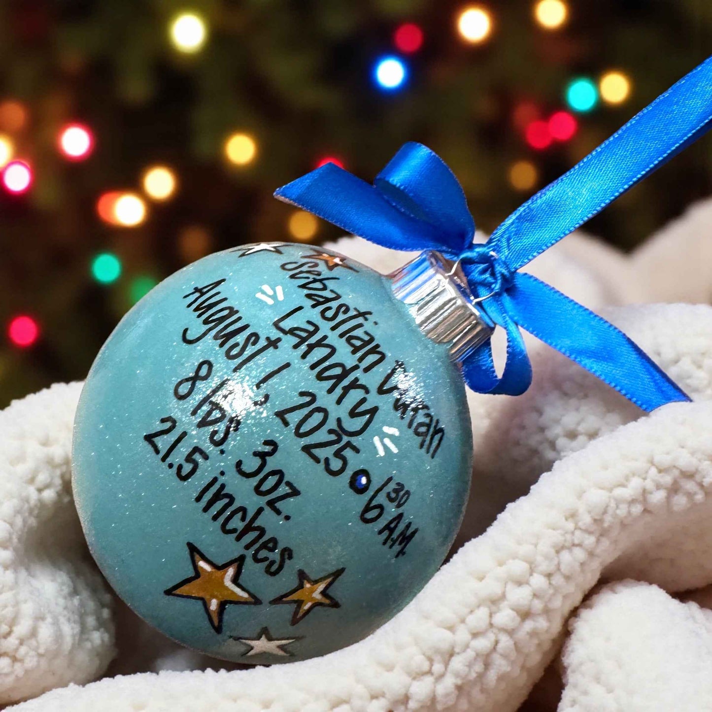 Baby’s First Christmas Ornament | Personalized Keepsake Bauble 2025 | Hand-Painted Sparkly Holiday Decoration
