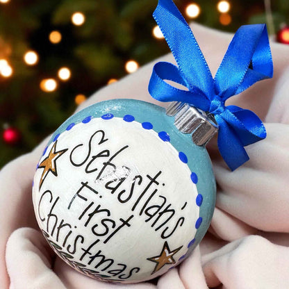Baby’s First Christmas Ornament | Personalized Keepsake Bauble 2025 | Hand-Painted Sparkly Holiday Decoration