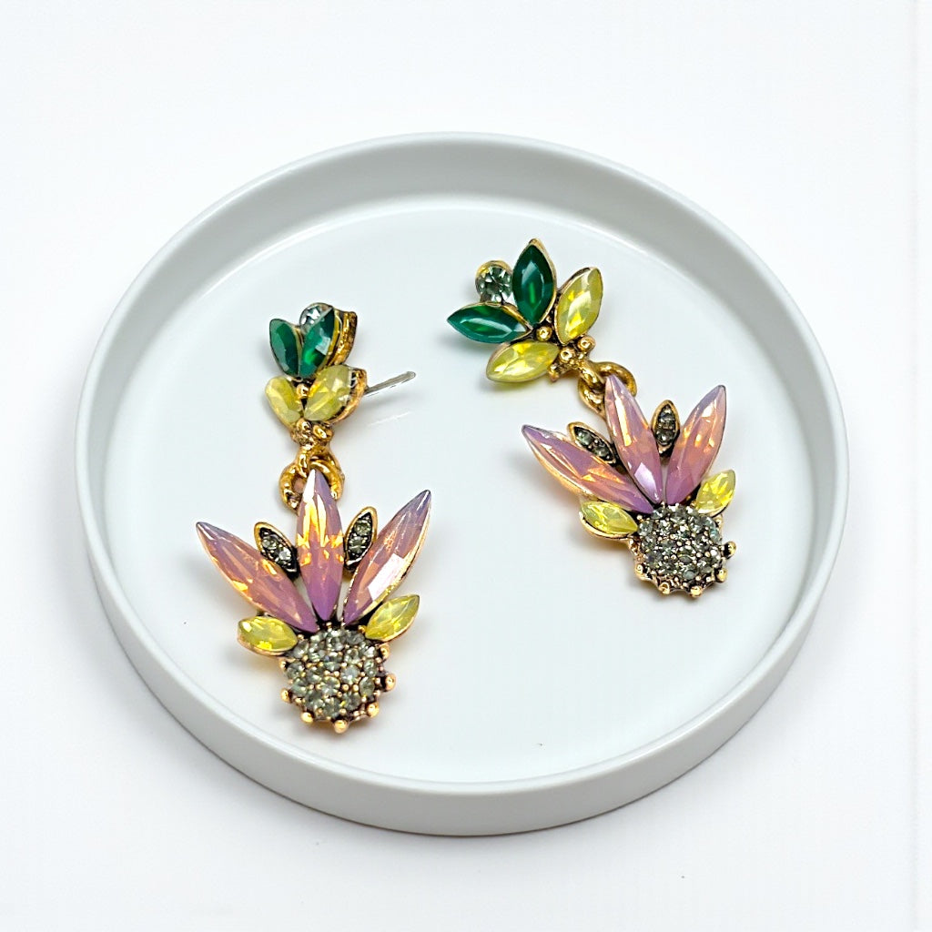 Garden Glam – Rhinestone Flower Earrings That Wow - Rhythms of Grace Creative