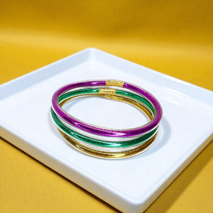 Sparkle & Shine: Handcrafted Mardi Gras Bangle Bracelets!✨
