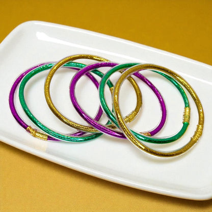Sparkle & Shine: Handcrafted Mardi Gras Bangle Bracelets!✨