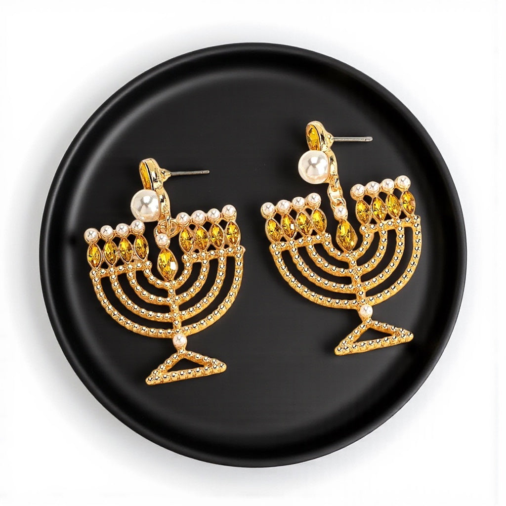 Illuminate Your Style with Dazzling Menorah Earrings – Perfect for Hanukkah! - Rhythms of Grace Creative
