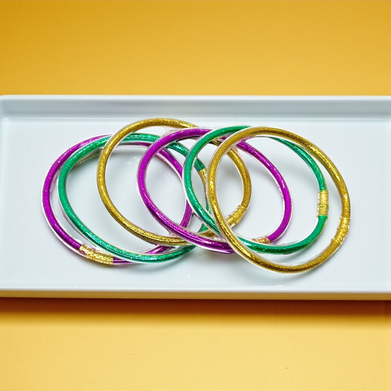 Sparkle & Shine: Handcrafted Mardi Gras Bangle Bracelets!✨