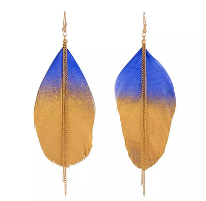 Gold Dipped Feather Earrings - Country Fest Boho Bohemians Lightweight Festival Jazz Mom Mother Flower child