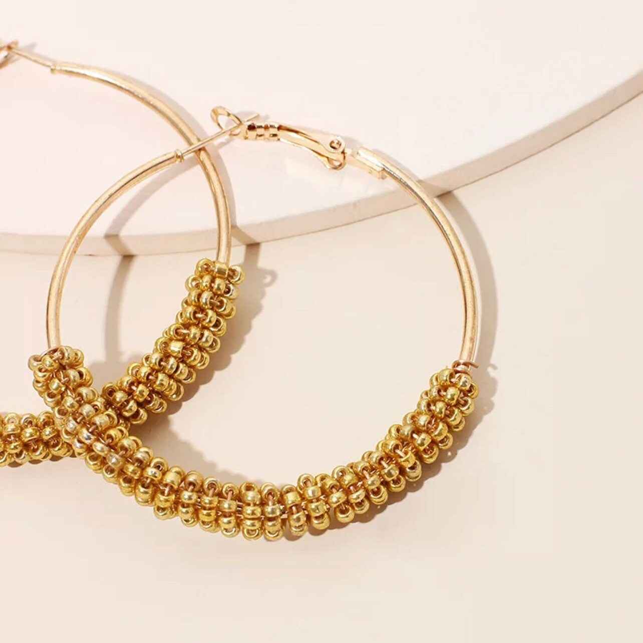 Golden Hour – Elegant Beaded Hoop Earrings ✨