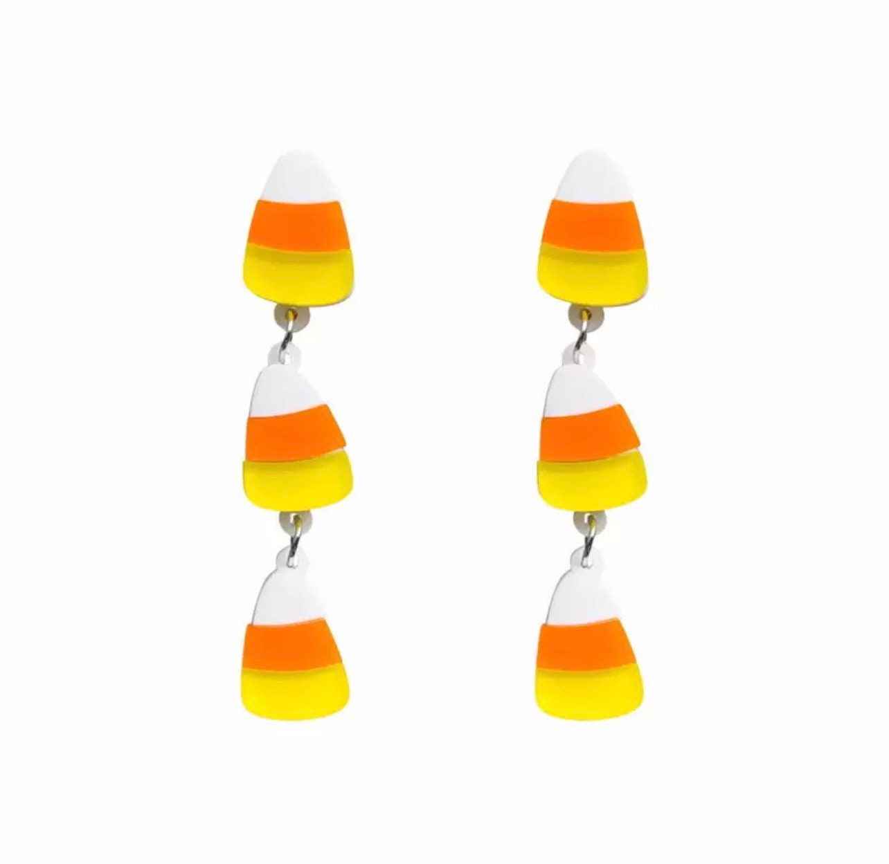 Trick or Chic – Candy Corn Dangle Earrings 🎃