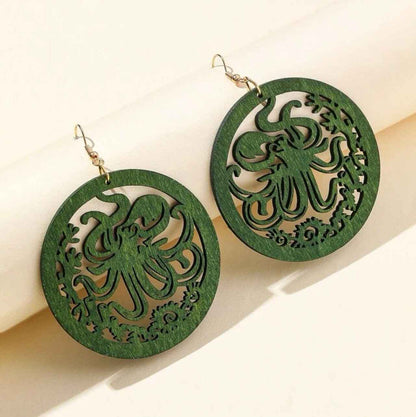 Catch the Waves: Handmade Green Octopus Earrings