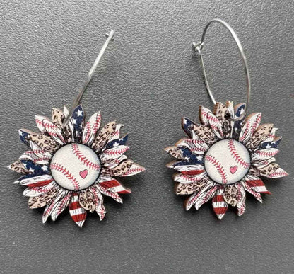 Score Big with our Patriotic Baseball Hoop Earrings – Perfect for Every Baseball Fan!