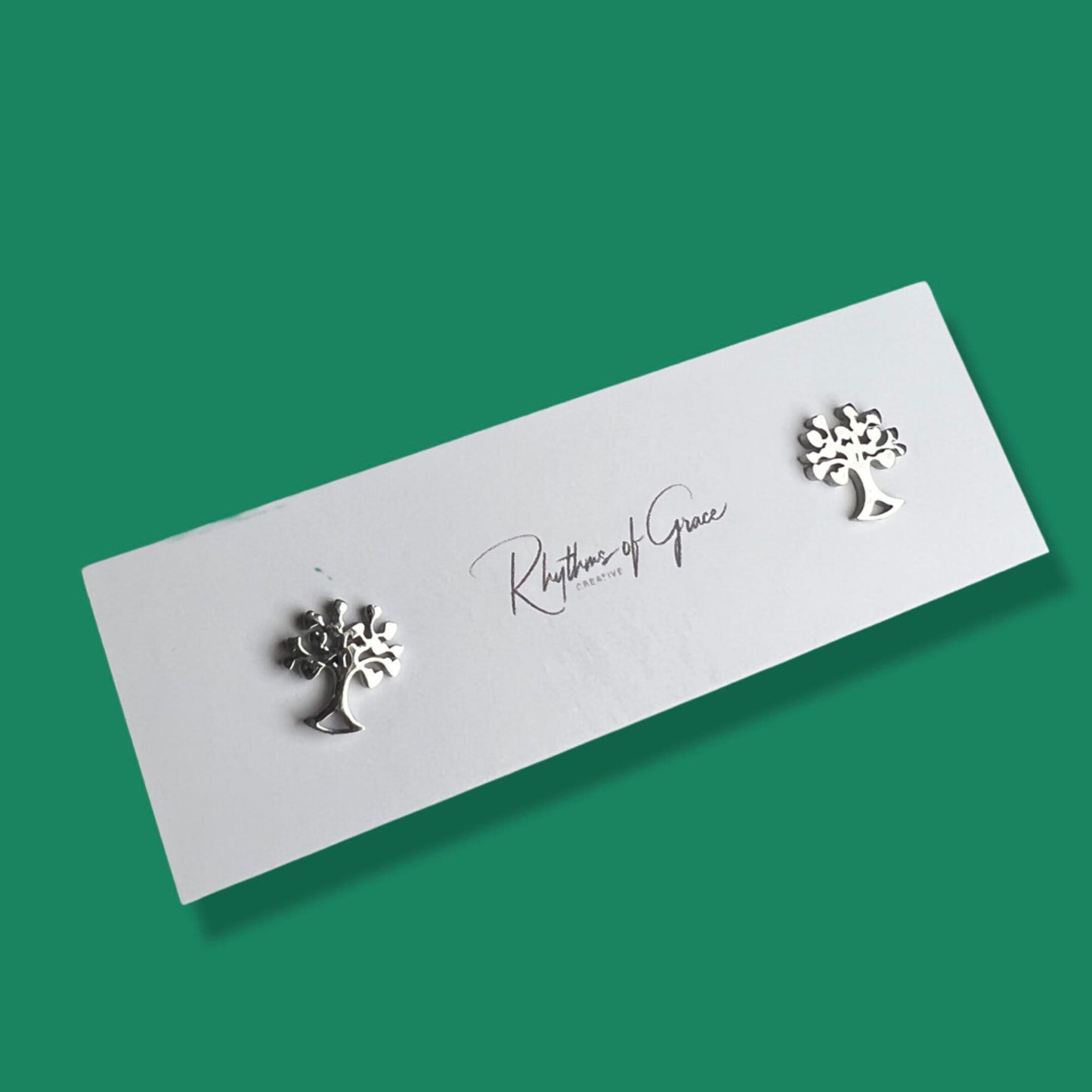 Rooted in Style – Silver Tree of Life Stud Earrings 🌳 - Rhythms of Grace Creative