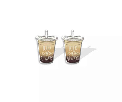 Iced Coffee Studs – Brew-tiful Style for Your Ears! ☕