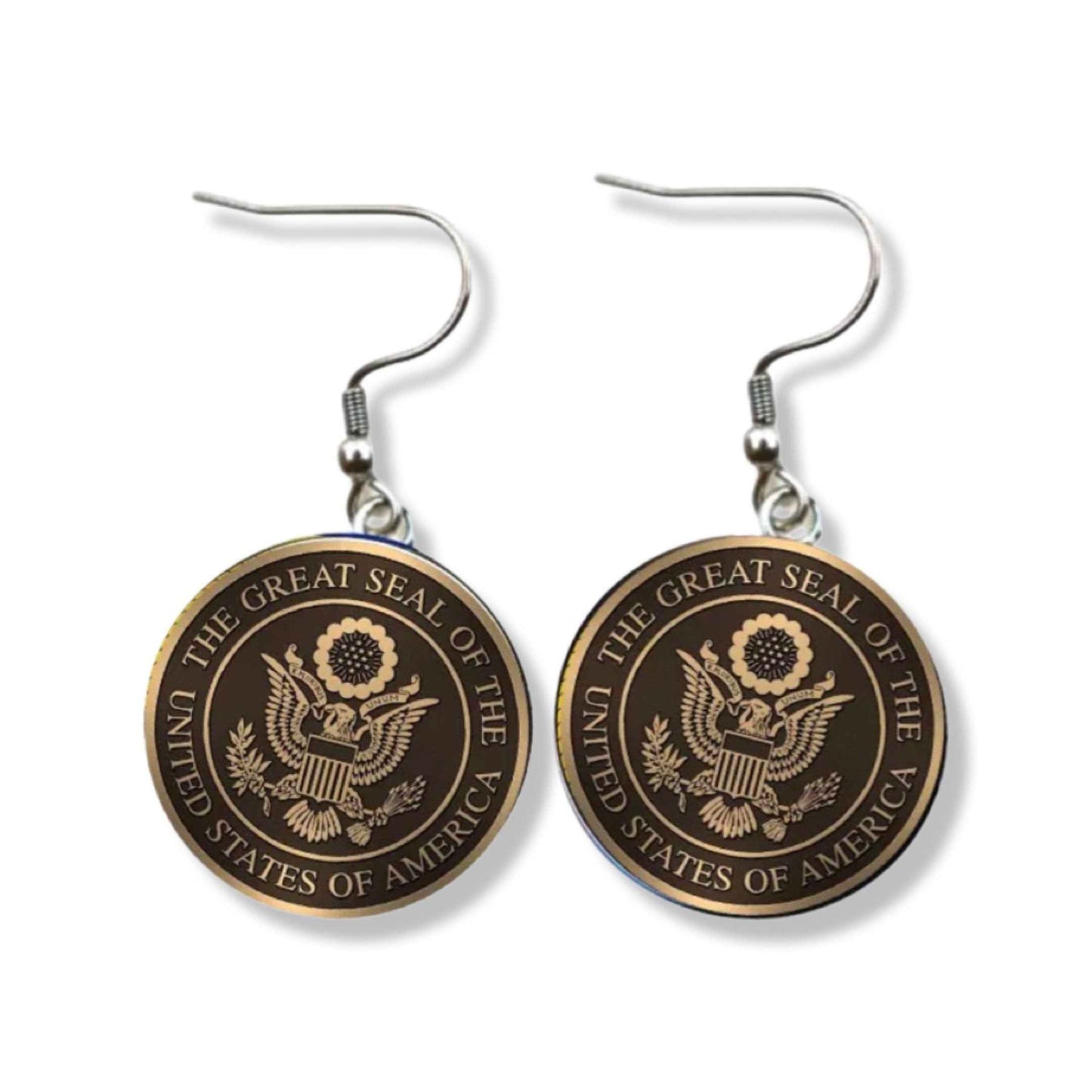 United States Earrings - Handmade America Seal Cabochon Earrings