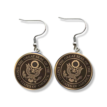 United States Earrings - Handmade America Seal Cabochon Earrings