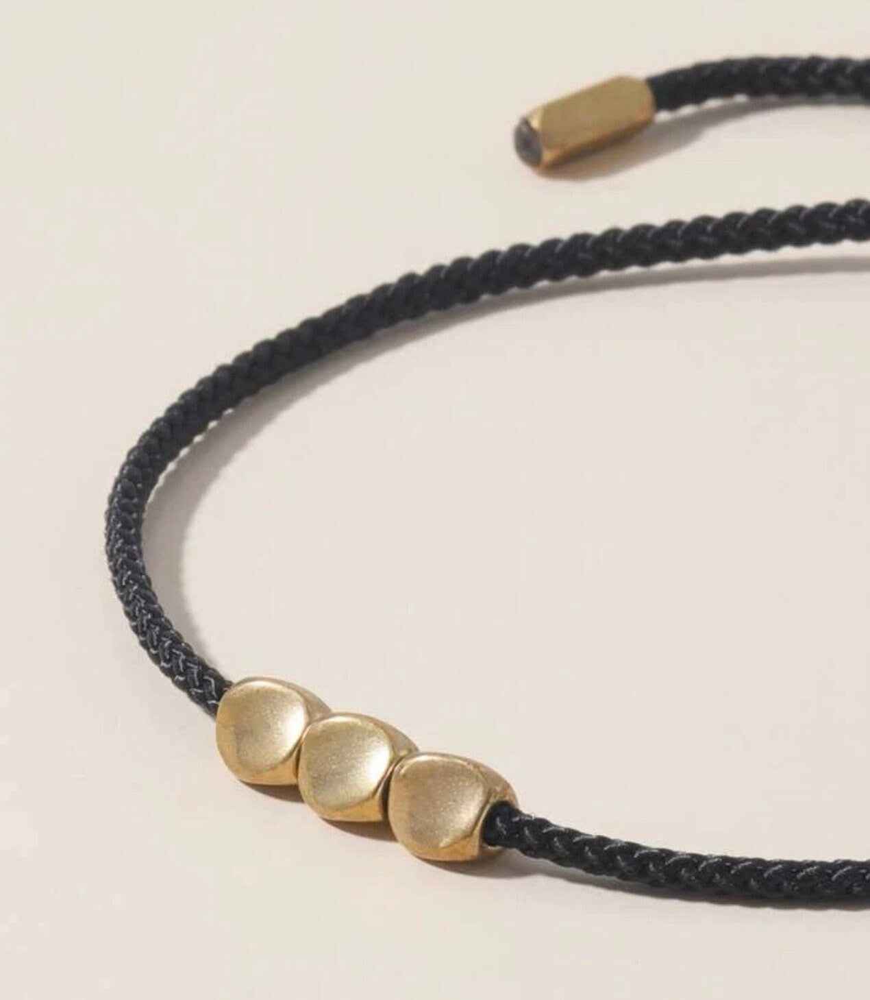 Black & Gold Simple Wish Bracelet - Handmade Jewelry