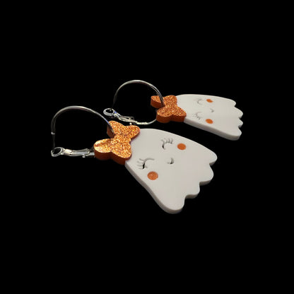 Halloween Ghost Earrings - Halloween Earrings, Ghost Jewelry, Halloween Jewelry, Cute Halloween Earrings, Pumpkin Earrings, Trick or Treat - Rhythms of Grace Creative