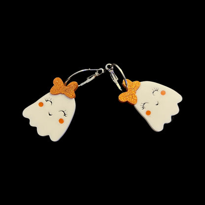 Halloween Ghost Earrings - Halloween Earrings, Ghost Jewelry, Halloween Jewelry, Cute Halloween Earrings, Pumpkin Earrings, Trick or Treat - Rhythms of Grace Creative
