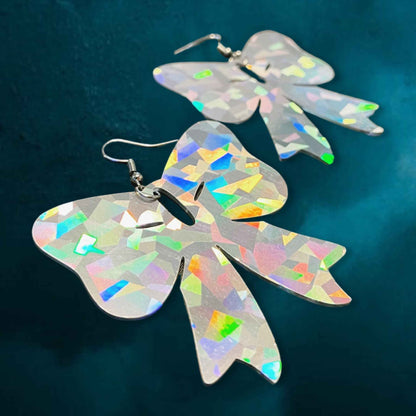 Sparkle & Spook: Holographic Bow Earrings for a Stunning Glam!