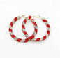 Candy Cane Sparkle – Rhinestone Holiday Hoop Earrings