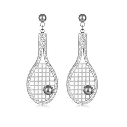 Dazzling Rhinestone Dangle Tennis Earrings – Score Your Style! 🎾