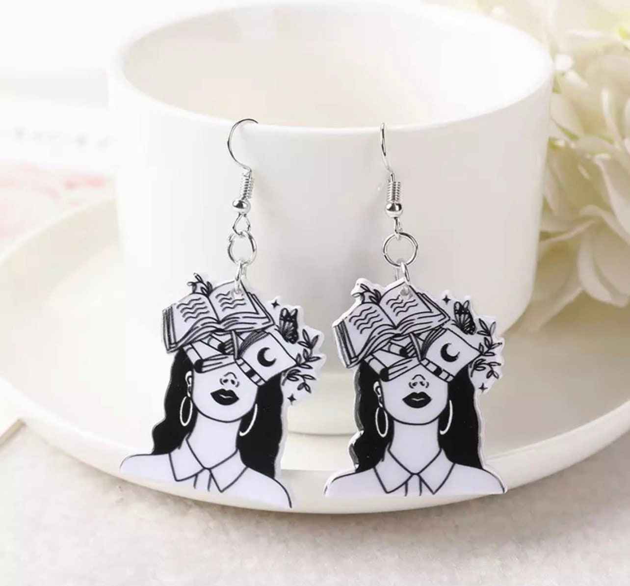Head in the Books – Drop Earrings for Book Lovers & Bibliophiles