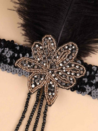 Glamorous Feather and Sequin Headband - Perfect for Halloween and Beyond!