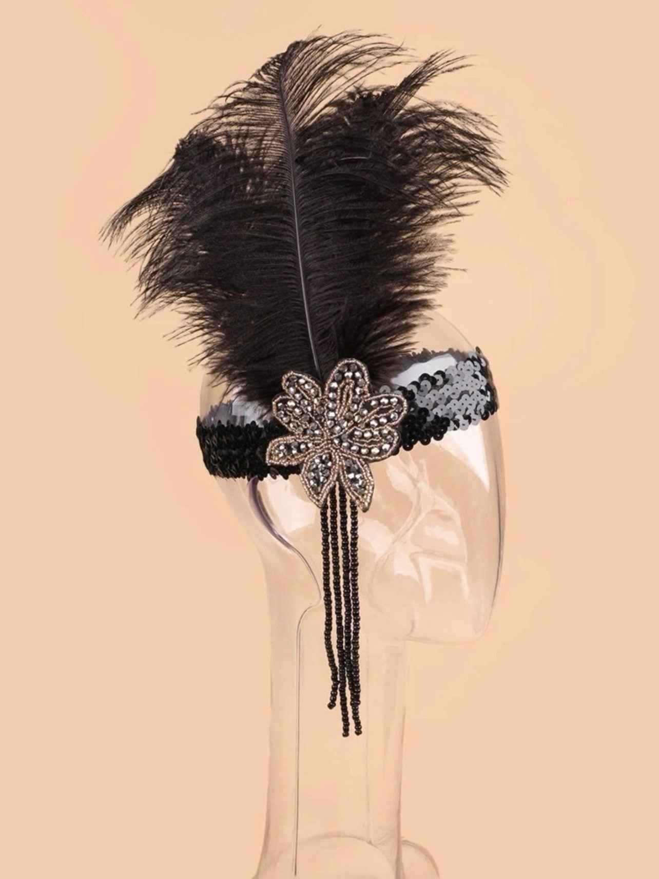 Glamorous Feather and Sequin Headband - Perfect for Halloween and Beyond!