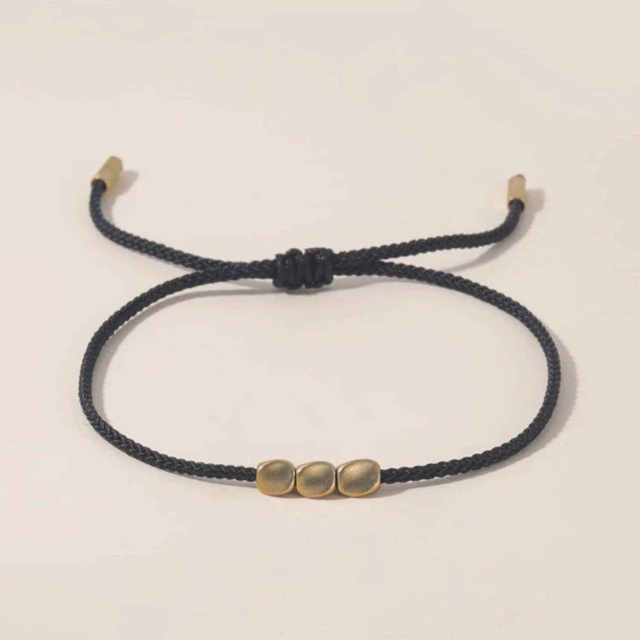 Black & Gold Simple Wish Bracelet - Handmade Jewelry