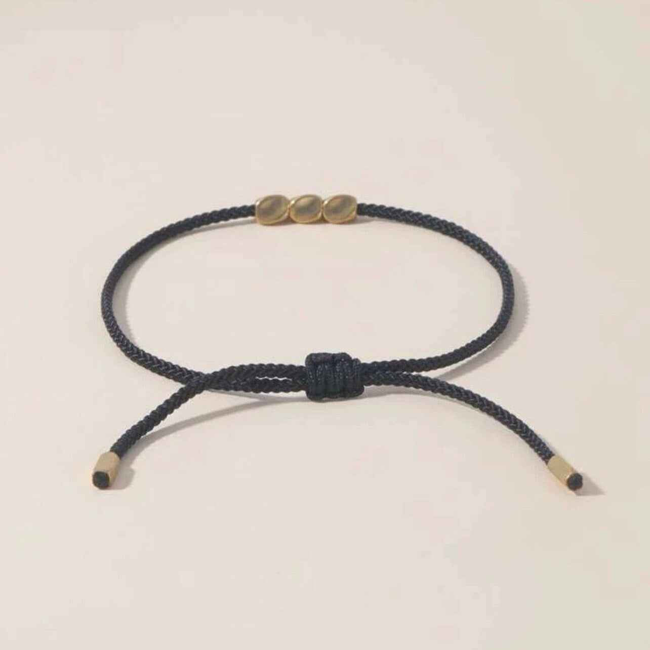 Black & Gold Simple Wish Bracelet - Handmade Jewelry