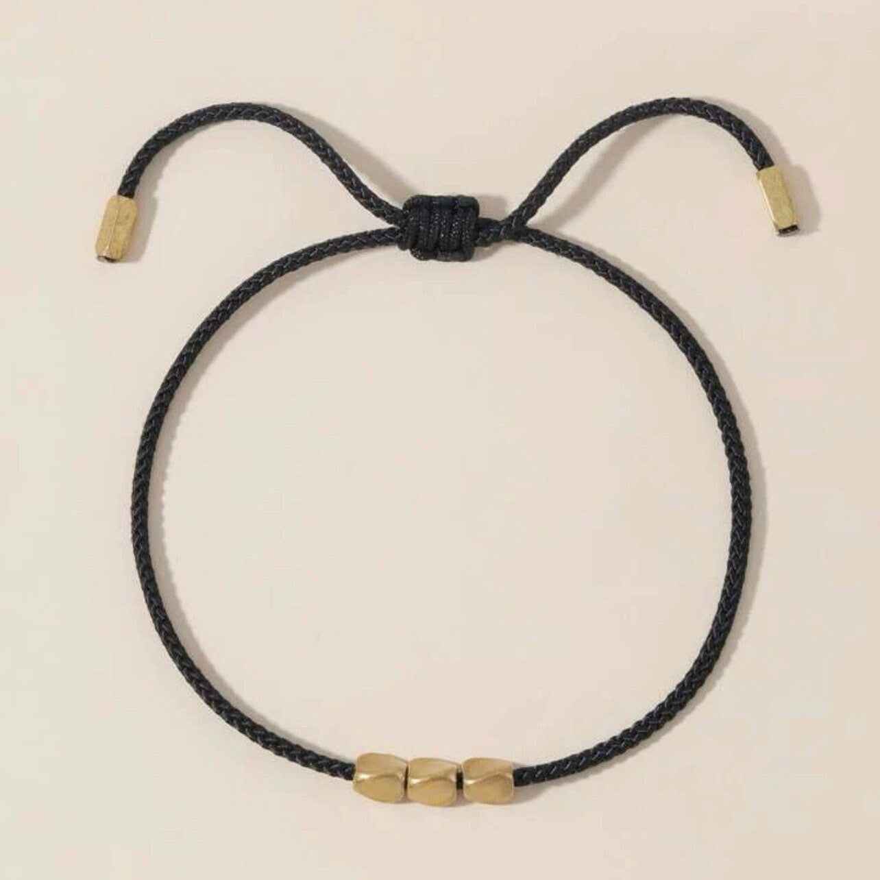 Black & Gold Simple Wish Bracelet - Handmade Jewelry