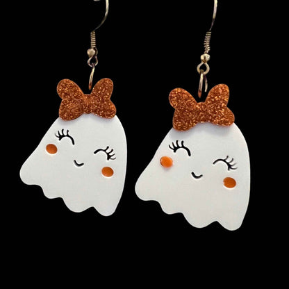 Halloween Ghost Earrings - Halloween Earrings, Ghost Jewelry, Halloween Jewelry, Cute Halloween Earrings, Pumpkin Earrings, Trick or Treat