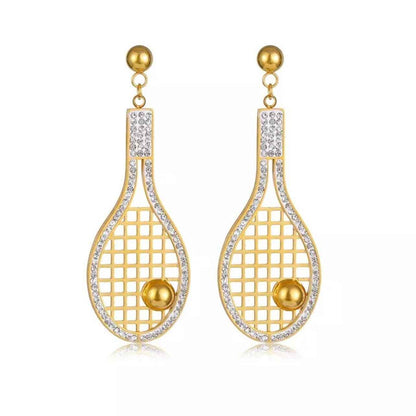 Dazzling Rhinestone Dangle Tennis Earrings – Score Your Style! 🎾
