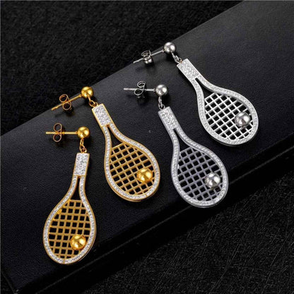 Dazzling Rhinestone Dangle Tennis Earrings – Score Your Style! 🎾