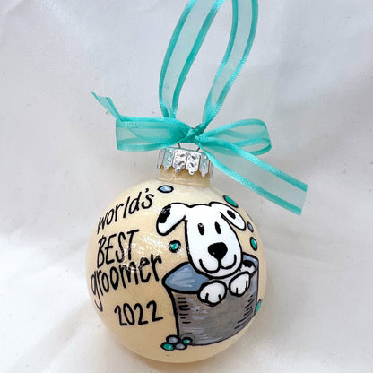 Groomer Ornament - World's Best Groomer, Dog Groomer, Groomer Gift, Pet Groomer, Grooming Gift, Christmas Ornament, Holiday Ornament - Rhythms of Grace Creative