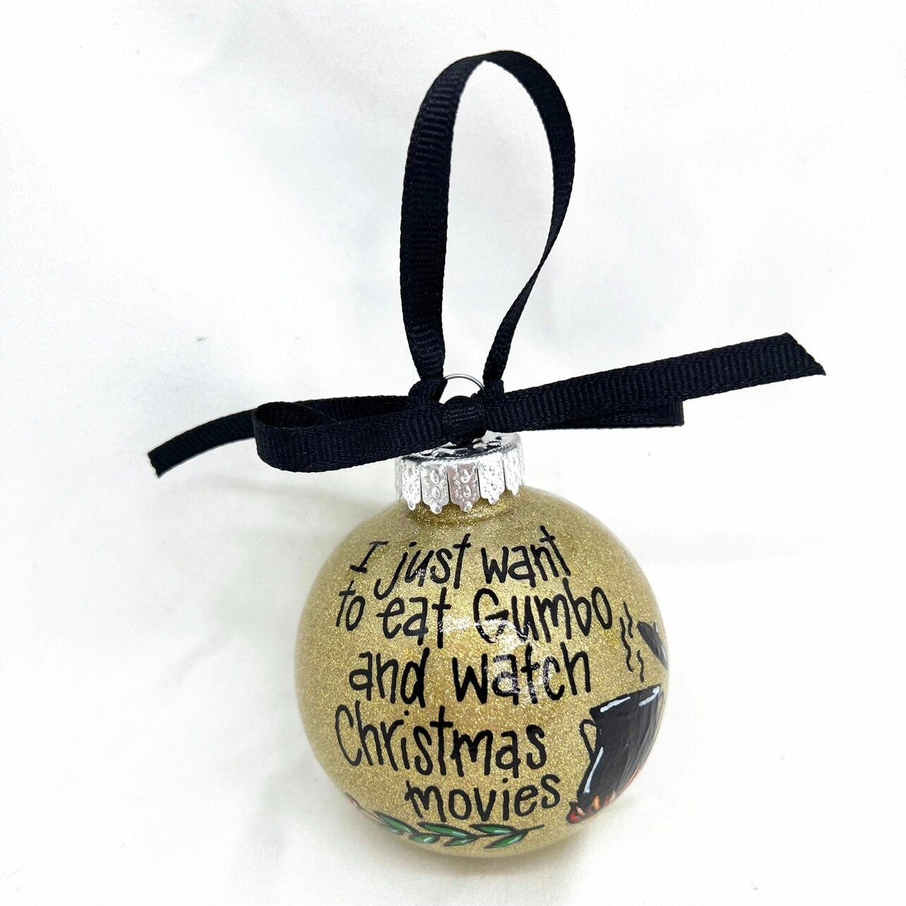 Gumbo Ornament - Watching Hallmark Movies,  Louisiana Ornament, Christmas Ornament, Holiday Ornament, Ornament Exchange, Cajun Ornament - Rhythms of Grace Creative