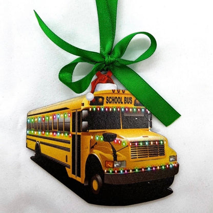 Christmas Sublimation Ornament: Yellow School Bus - Rhythms of Grace Creative