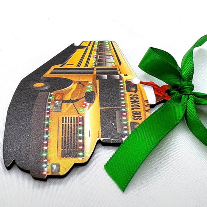 Christmas Sublimation Ornament: Yellow School Bus - Rhythms of Grace Creative