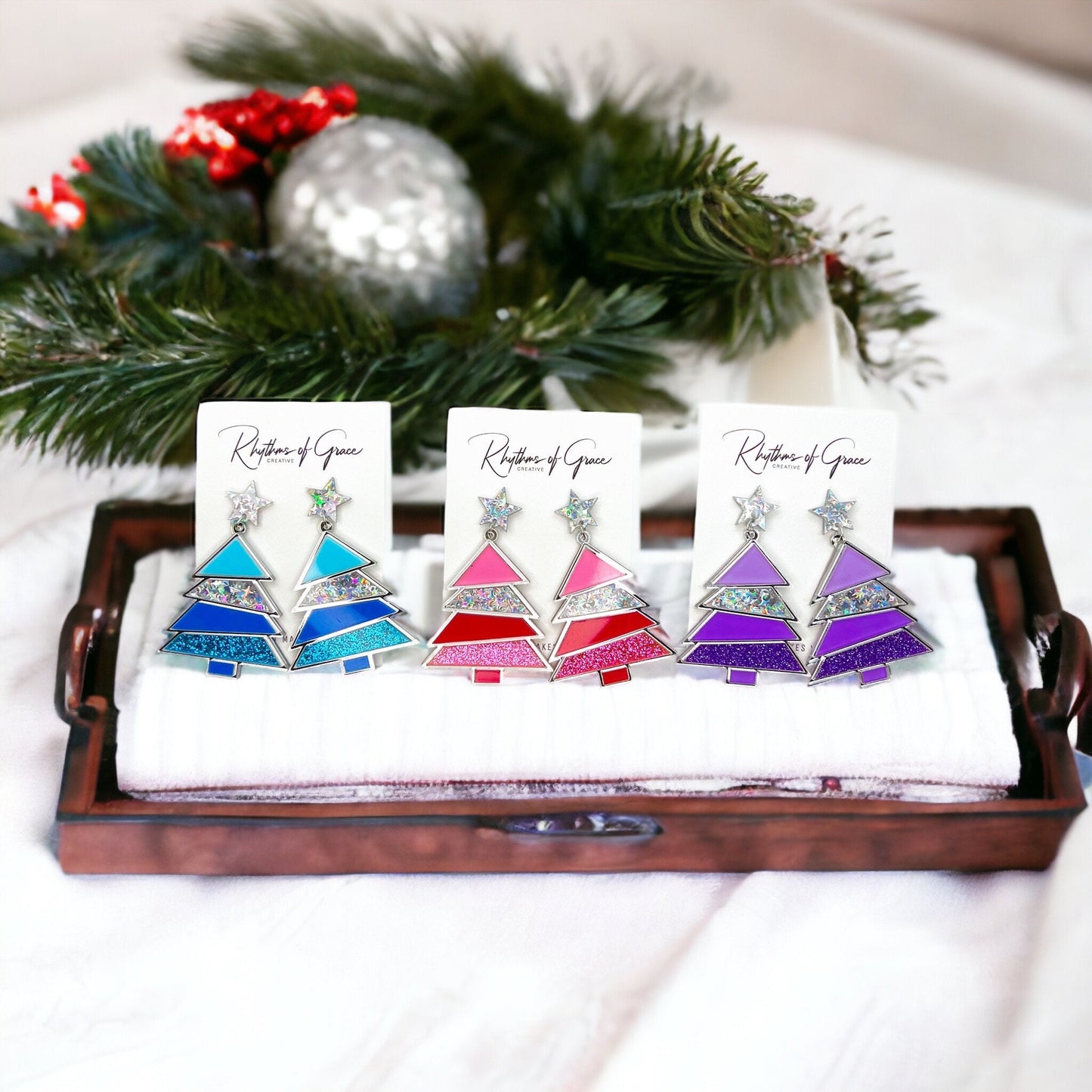 Sparkle & Shine with Pastel Christmas Tree Earrings! 🌟 - Rhythms of Grace Creative