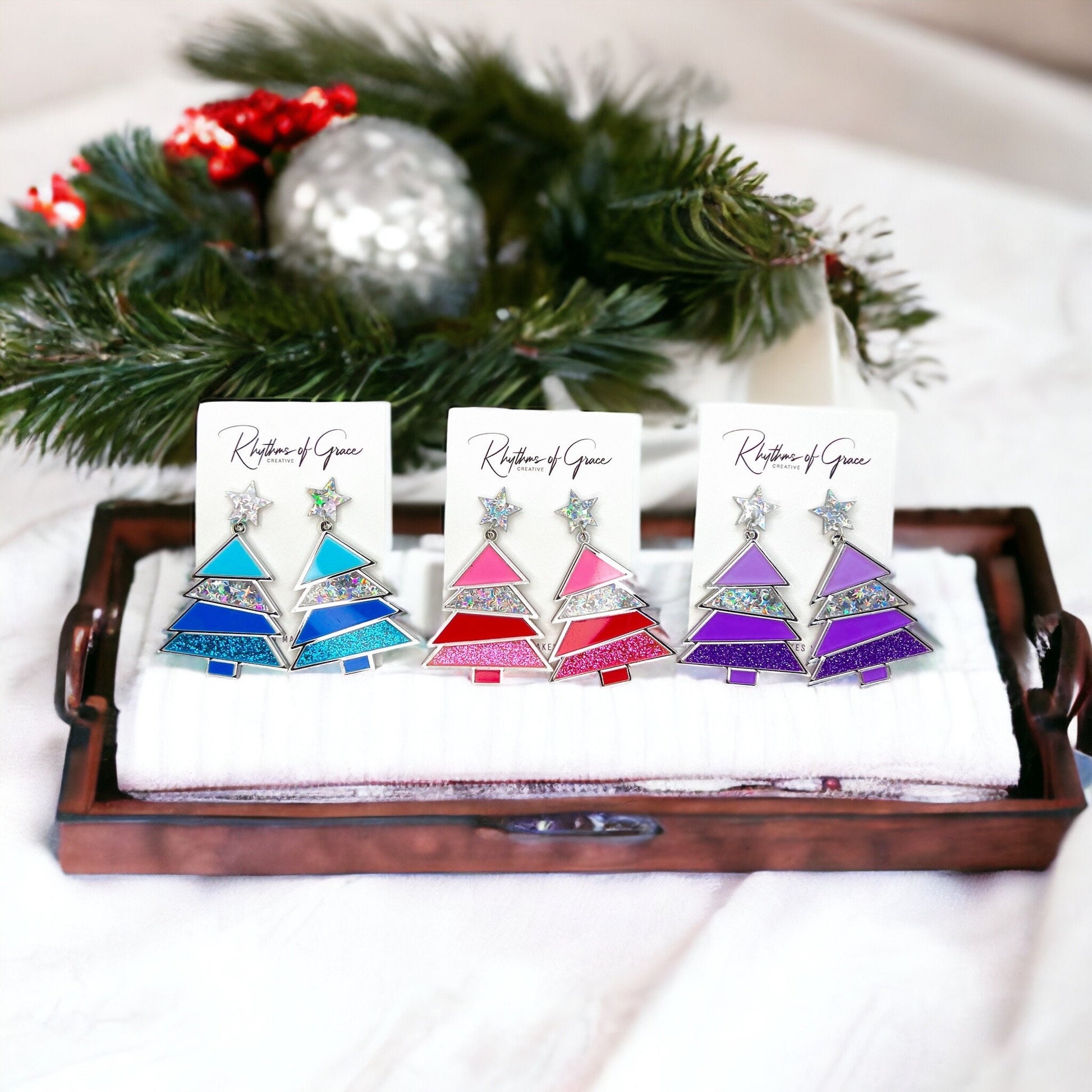 Sparkle & Shine with Pastel Christmas Tree Earrings! 🌟 - Rhythms of Grace Creative