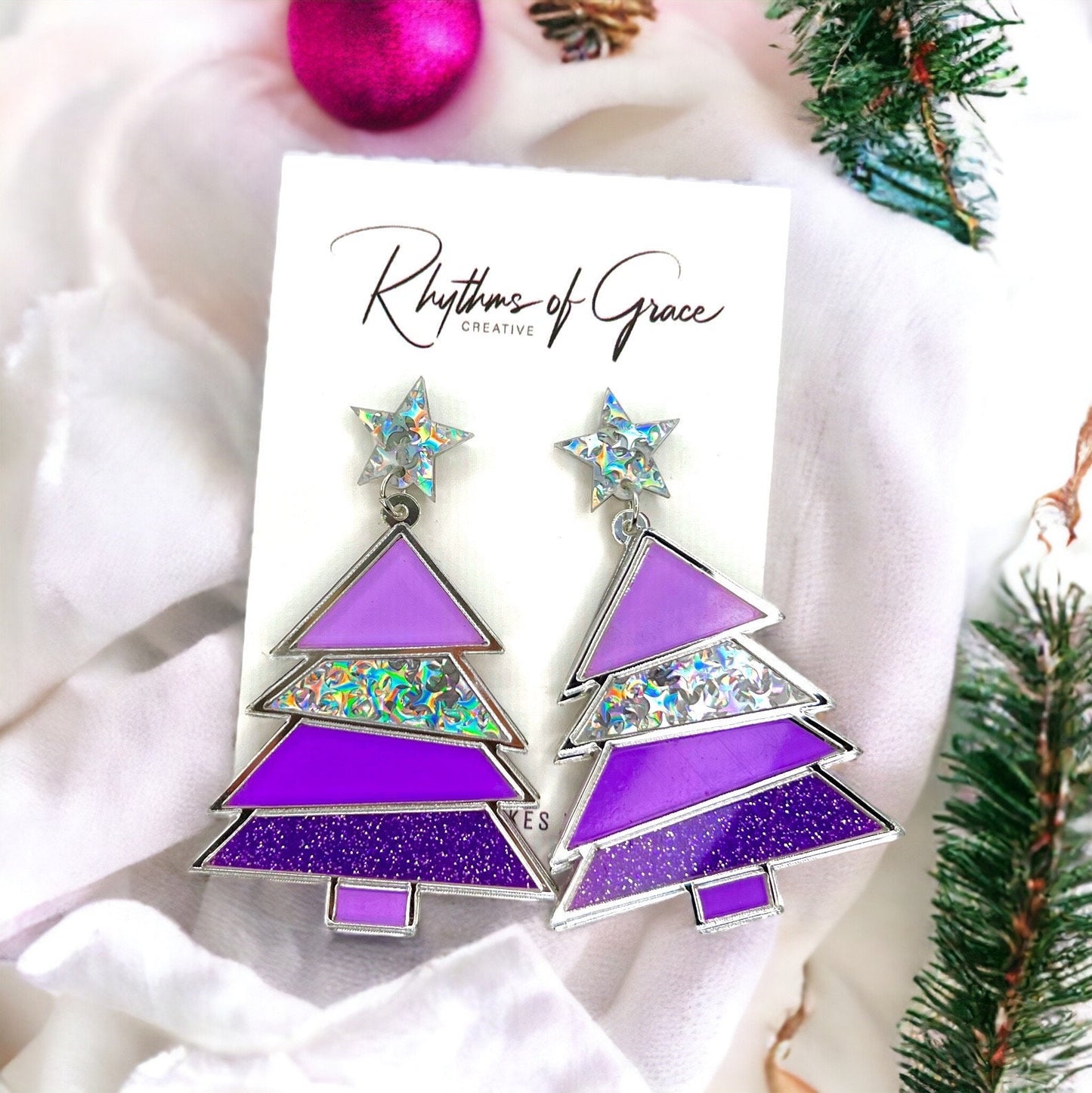 Sparkle & Shine with Pastel Christmas Tree Earrings! 🌟 - Rhythms of Grace Creative